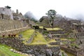 Tourist Exploring Machu Picchu Inca Ruins Peru South America