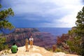Tourist family in Grand Canyon North Rim Royalty Free Stock Photo