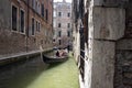 Tourist family rides a gondola tour