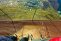 Tourist feet on Dalsnibba platform floor, Norway