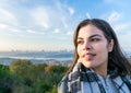 Tourist female on location enjoy the views Royalty Free Stock Photo