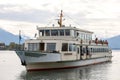 Tourist ferry boat arriving at the jetty in Gstadt am Chiemsee