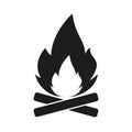 Tourist fire symbol. Flame on logs