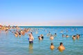 Tourist Floating in the Dead Sea, Israel Royalty Free Stock Photo