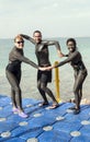 Tourist full of mud in the Dead Sea