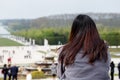 Tourist at the garden of Versailles palace, France Royalty Free Stock Photo