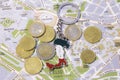 Tourist gift with money and rome map