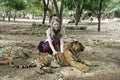 Tourist girl and Tiger