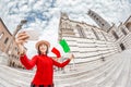 Tourist girl travels in Italy. Royalty Free Stock Photo