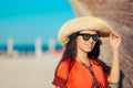 Tourist Girl Wearing Fashion Sunglasses in Summer Holiday Royalty Free Stock Photo