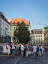 Tourist group in Regensburg, Germany