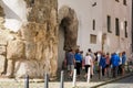 Tourist group in Regensburg, Germany Royalty Free Stock Photo