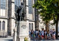 Tourist group in front of Saint Thomas Church in Leipzig, Germany Royalty Free Stock Photo