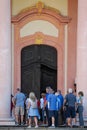 Tourist group in GÃ¶ttweig Abbey, Austria Royalty Free Stock Photo