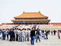 Tourist group inside Beijing Forbidden City