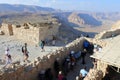 Tourist group visiting at Masada ancient fortress in Holy land Israel