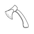 Tourist hand axe. A tool for cutting down trees. The axe of the Woodman. Vector illustration in the Doodle style