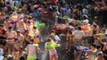 Happiness Crowd. Tourist Playing Water Thai New Year Or Water festivals