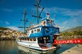 In the Tourist Harbour of Alanya, excursion boat pirate style. Alanya, Antalya district, Turkey, Asia Royalty Free Stock Photo