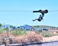 Tourist having The Ride Of His Life On A Zipline