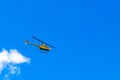 Tourist helicopter flies over the Caribbean Sea in Mexico
