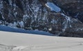 Tourist helicopter landing on the glacier