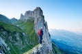 Adventure and travel in the mountain region in the Switzerland mountains. Royalty Free Stock Photo