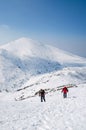 Tourist hike in a winter mountains Royalty Free Stock Photo