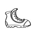 Tourist hiking shoes black and white sketch