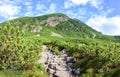 Tourist hiking trail in the Polish Tatra Mountains. Royalty Free Stock Photo