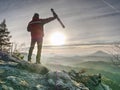 Photographer climbed on peak for photographing the sunrise