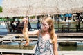 Tourist holding big lobster thailand