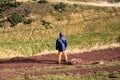 Tourist in Holyrood park, Edinburgh