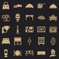Tourist house icons set, simple style