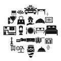 Tourist house icons set, simple style