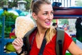 Tourist in Indonesia at street food market