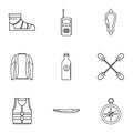 Tourist industry icons set, simple style