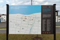 A tourist information board with a map of the city`s attractions is located on the central square of the city of Yeniseisk.