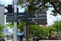 Tourist information pole in Kuala Lumpur, Malaysia