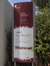 The Tourist Information sign outside the Roman Villa Ruins on the outskirts of Estoi in Portugal.