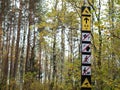 Tourist information signs on nature interaction. Signs in the National Park