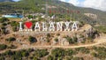 Tourist inscription love city. Clip. Top view of tourist inscription signifying love of city. Inscription I love Alanya