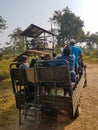 Tourist jeep with people in Chitwan National Park, Nepal