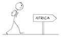 Tourist on Journey to Africa, Vector Cartoon Stick Figure Illustration