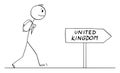 Tourist on Journey to United Kingdom, Vector Cartoon Stick Figure Illustration