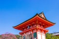 Tourist at Kiyomizu-dera temple during cherry sakura blossom time are going to bloom in Kyoto, Ja