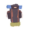 Tourist knapsack for backpacking travel adventure with hiking traveler luggage isolated item