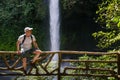 Tourist at the La Fortuna Waterfall in Costa Rica Royalty Free Stock Photo