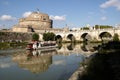 Tourist launch cruising the River Tiber, Rome