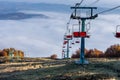 Tourist lift to the top. The road to heaven. Royalty Free Stock Photo